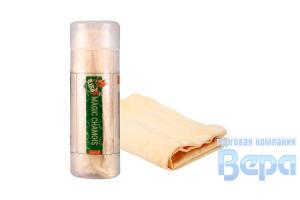 Салфетка-замша в пенале с пропиткой (малая 43x32см) жёлтая Li-Sa