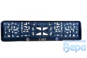 Рамка для номера с защелкой с надписью (рельефная) 'FIAT' серебро