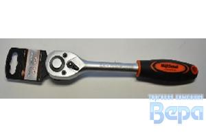 Ключ трещотка 1/2" 45 зубца L=255 мм с прямой резиновой ручкой AV Steel
