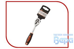 Ключ трещотка 1/4" 45 зубца L=155мм с прямой резиновой ручкой AV Steel