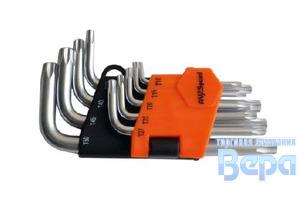 Набор ключей TORX  9 пр. TH10-TH50 Г-образных удлиненных с отверстием AV Steel