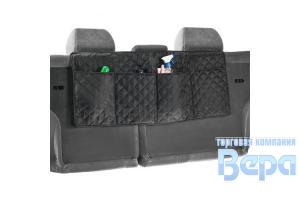 Органайзер в багажник на спинку заднего сиденья (950х400мм) 4 кармана ткань стеганный оксфорд черный