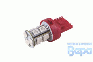 Лампа диод Т20 (W21/5W) б/цок.13SMDх 5050 RED (бл/ 2шт.) 12V.