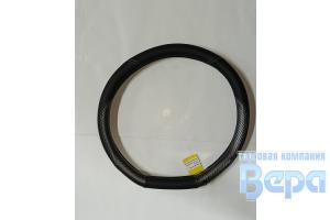 Оплeтка "М" (38 см) Эко-кожа снизу прямая на Китайские авто (черный/серая вставка)