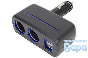Разветвитель прикуривателя 2 гнезда (2USB) стационарная 12/24V 2100mA