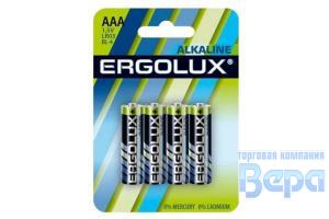 Батарейка LR03 (компл.4шт) мизинч.алкалиновые Ergolux Alkaline