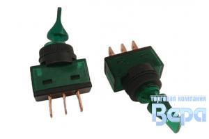 Переключатель 2-х позиц. с подсветкой 12V ( прямоугол.зелёная)