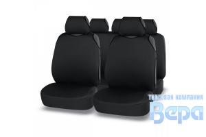 Чехол-МАЙКА на сиденье Комплект 9пр. LINE (черный) полиэстер поролон 2мм