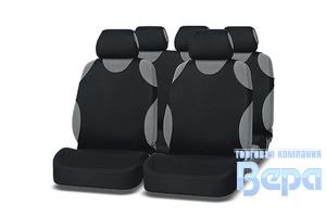 Чехол-МАЙКА на сиденье Комплект 9пр. STANDART (черный) полиэстер,2мм поролон