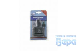 Разветвитель прикуривателя 2 гнезда стационарная 12V + предохранитель 15А