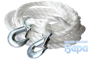 Трос буксировочный  5,0т с крюками канат корабельный 5,0м (в пакете)