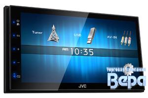 Автомагнитола JVC KW-M14 2DIN 6.8'' /без диска/ USB,iPod/iPhone,выход2 пары (Фронт+Тыл) + на сабвуфе