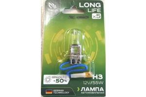 Лампа H 3 (РK22s)  55W 12V + 50% LongLife (блистер/1шт).Разработано в Германии.