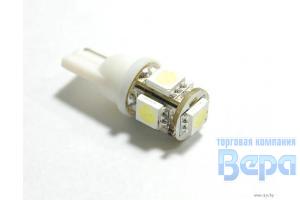Лампа диод Т10 (W5W) б/цок. 5SMDх5050 WHITE 2-х эт.