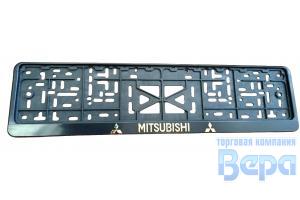 Рамка для номера с защелкой с надписью (рельефная) 'MITSUBISHI' золото