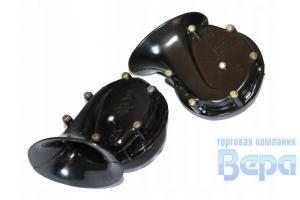 Сигнал звук. ракушка 2-тон.(d=105мм) VOLGA черный  (к-т:2шт) 460/390 Hz
