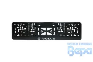 Рамка для номера с защелкой с надписью (рельефная) 'VOLVO' серебро
